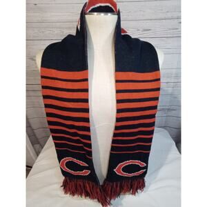 Chicago Bears Knit Scarf Navy Orange Fringe NFL Winter Gear